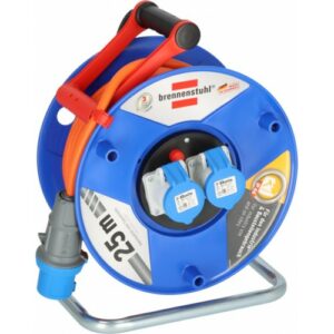 Enrollacables Garant® IP44 con asa "CablePilot", enchufe CEE (230V/16A) y 2 tomas CEE (230V/16A) de 3 polos