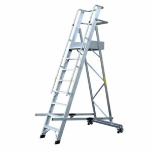 Escalera de tijera de aluminio con plataforma Eterna