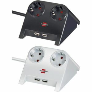 Base de tomas múltiples de sobremesa con 2 tomas y 2 puertos USB